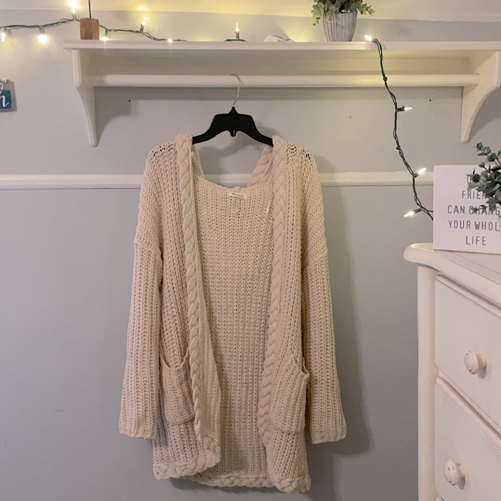 Tan Knitted Cardigan w/ Hood